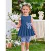 Arshiner Toddler Girl Clothes 2 Piece Bowknot Sleeveless Top Dress and Leggings Shorts Set Kids Summer Outfits(Gray-blue Flower)