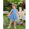 Arshiner Toddler Girl Clothes 2 Piece Bowknot Sleeveless Top Dress and Leggings Shorts Set Kids Summer Outfits(Light Blue Flower)