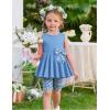 Arshiner Toddler Girl Clothes 2 Piece Bowknot Sleeveless Top Dress and Leggings Shorts Set Kids Summer Outfits(Light Blue Flower)