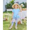 Arshiner Toddler Girl Clothes Summer 2 Piece Outfits Ruffle Hem Short Sleeve Top and Printed Leggings Kids Clothing Sets(Blue Butterfly)