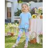 Arshiner Toddler Girl Clothes Summer 2 Piece Outfits Ruffle Hem Short Sleeve Top and Printed Leggings Kids Clothing Sets(Blue Butterfly)