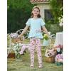 Arshiner Toddler Girl Clothes Summer 2 Piece Outfits Ruffle Hem Short Sleeve Top and Printed Leggings Kids Clothing Sets(Blue Floral)