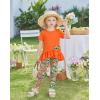 Arshiner Toddler Girl Clothes Summer 2 Piece Outfits Ruffle Hem Short Sleeve Top and Printed Leggings Kids Clothing Sets(Orange Floral)