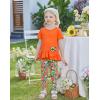 Arshiner Toddler Girl Clothes Summer 2 Piece Outfits Ruffle Hem Short Sleeve Top and Printed Leggings Kids Clothing Sets(Orange Floral)