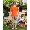 Arshiner Toddler Girl Clothes Summer 2 Piece Outfits Ruffle Hem Short Sleeve Top and Printed Leggings Kids Clothing Sets(Orange Floral)