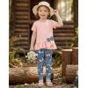 Arshiner Toddler Girl Clothes Summer 2 Piece Outfits Ruffle Hem Short Sleeve Top and Printed Leggings Kids Clothing Sets(Peach Butterfly)