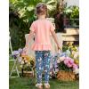 Arshiner Toddler Girl Clothes Summer 2 Piece Outfits Ruffle Hem Short Sleeve Top and Printed Leggings Kids Clothing Sets(Peach Butterfly)