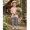Arshiner Toddler Girl Clothes Summer 2 Piece Outfits Ruffle Hem Short Sleeve Top and Printed Leggings Kids Clothing Sets(Peach Butterfly)