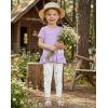 Arshiner Toddler Girl Clothes Summer 2 Piece Outfits Ruffle Hem Short Sleeve Top and Printed Leggings Kids Clothing Sets(Purple Flroal)