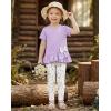 Arshiner Toddler Girl Clothes Summer 2 Piece Outfits Ruffle Hem Short Sleeve Top and Printed Leggings Kids Clothing Sets(Purple Flroal)