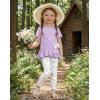 Arshiner Toddler Girl Clothes Summer 2 Piece Outfits Ruffle Hem Short Sleeve Top and Printed Leggings Kids Clothing Sets(Purple Flroal)