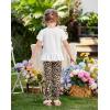 Arshiner Toddler Girl Clothes Summer 2 Piece Outfits Ruffle Hem Short Sleeve Top and Printed Leggings Kids Clothing Sets(White Leopard)