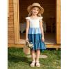 Arshiner Toddler Girls Dress Ruffle High-Low Hem Smocked Dresses Summer Beach Butterfly Sundress with Pocket(Blue Color Block)