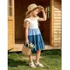Arshiner Toddler Girls Dress Ruffle High-Low Hem Smocked Dresses Summer Beach Butterfly Sundress with Pocket(Blue Color Block)
