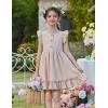Arshiner Toddler Girls Dress Ruffle Sleeveless Button Down Dresses Summer Beach Casual Sundress with Pocket for 1-7Y(Beige)