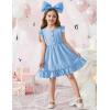 Arshiner Toddler Girls Dress Ruffle Sleeveless Button Down Dresses Summer Beach Casual Sundress with Pocket for 1-7Y(Blue)