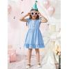 Arshiner Toddler Girls Dress Ruffle Sleeveless Button Down Dresses Summer Beach Casual Sundress with Pocket for 1-7Y(Blue)