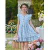 Arshiner Toddler Girls Dress Ruffle Sleeveless Button Down Dresses Summer Beach Casual Sundress with Pocket for 1-7Y(Blue Floral)