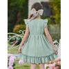 Arshiner Toddler Girls Dress Ruffle Sleeveless Button Down Dresses Summer Beach Casual Sundress with Pocket for 1-7Y(Green)
