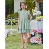 Arshiner Toddler Girls Dress Ruffle Sleeveless Button Down Dresses Summer Beach Casual Sundress with Pocket for 1-7Y(Green)