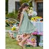 Arshiner Toddler Girls Dress Ruffle Sleeveless Button Down Dresses Summer Beach Casual Sundress with Pocket for 1-7Y(Green)