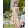 Arshiner Toddler Girls Dress Ruffle Sleeveless Button Down Dresses Summer Beach Casual Sundress with Pocket for 1-7Y(Khaki Floral)