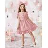 Arshiner Toddler Girls Dress Ruffle Sleeveless Button Down Dresses Summer Beach Casual Sundress with Pocket for 1-7Y(Pink)