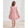 Arshiner Toddler Girls Dress Ruffle Sleeveless Button Down Dresses Summer Beach Casual Sundress with Pocket for 1-7Y(Pink)