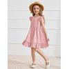 Arshiner Toddler Girls Dress Ruffle Sleeveless Button Down Dresses Summer Beach Casual Sundress with Pocket for 1-7Y(Pink)