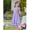 Arshiner Toddler Girls Dress Ruffle Sleeveless Button Down Dresses Summer Beach Casual Sundress with Pocket for 1-7Y(Purple)
