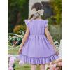 Arshiner Toddler Girls Dress Ruffle Sleeveless Button Down Dresses Summer Beach Casual Sundress with Pocket for 1-7Y(Purple)