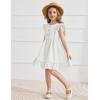 Arshiner Toddler Girls Dress Ruffle Sleeveless Button Down Dresses Summer Beach Casual Sundress with Pocket for 1-7Y(White)