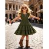 Arshiner Toddler Girls Dress Ruffle Sleeveless Tiered Swing Twirly Dresses Cute Summer Beach Sundress with Pocket for 1-6T(Olive Green)