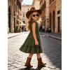 Arshiner Toddler Girls Dress Ruffle Sleeveless Tiered Swing Twirly Dresses Cute Summer Beach Sundress with Pocket for 1-6T(Olive Green)