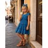 Arshiner Toddler Girls Dress Ruffle Sleeveless Tiered Swing Twirly Dresses Cute Summer Beach Sundress with Pocket for 1-6T(Steel Blue)