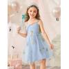 Arshiner Toddler Girls Tulle Dress Bowknot Tutu Birthday Princess Embroidery Dresses Formal Photoshoot Summer Outfit 2-8T(Blue Floral)