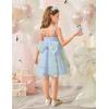 Arshiner Toddler Girls Tulle Dress Bowknot Tutu Birthday Princess Embroidery Dresses Formal Photoshoot Summer Outfit 2-8T(Blue Floral)