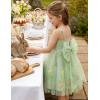 Arshiner Toddler Girls Tulle Dress Bowknot Tutu Birthday Princess Embroidery Dresses Formal Photoshoot Summer Outfit 2-8T(Green Floral)