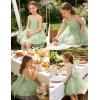 Arshiner Toddler Girls Tulle Dress Bowknot Tutu Birthday Princess Embroidery Dresses Formal Photoshoot Summer Outfit 2-8T(Green Floral)