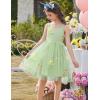 Arshiner Toddler Girls Tulle Dress Bowknot Tutu Birthday Princess Embroidery Dresses Formal Photoshoot Summer Outfit 2-8T(Green Floral)