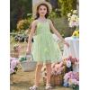 Arshiner Toddler Girls Tulle Dress Bowknot Tutu Birthday Princess Embroidery Dresses Formal Photoshoot Summer Outfit 2-8T(Green Floral)