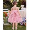 Arshiner Toddler Girls Tulle Dress Bowknot Tutu Birthday Princess Embroidery Dresses Formal Photoshoot Summer Outfit 2-8T(Pink Confetti)