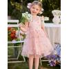 Arshiner Toddler Girls Tulle Dress Bowknot Tutu Birthday Princess Embroidery Dresses Formal Photoshoot Summer Outfit 2-8T(Pink Floral)