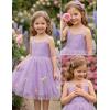 Arshiner Toddler Girls Tulle Dress Bowknot Tutu Birthday Princess Embroidery Dresses Formal Photoshoot Summer Outfit 2-8T(Purple Floral)