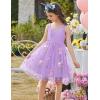 Arshiner Toddler Girls Tulle Dress Bowknot Tutu Birthday Princess Embroidery Dresses Formal Photoshoot Summer Outfit 2-8T(Purple Floral)