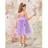 Arshiner Toddler Girls Tulle Dress Bowknot Tutu Birthday Princess Embroidery Dresses Formal Photoshoot Summer Outfit 2-8T(Purple Floral)