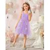 Arshiner Toddler Girls Tulle Dress Bowknot Tutu Birthday Princess Embroidery Dresses Formal Photoshoot Summer Outfit 2-8T(Purple Floral)