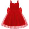 Arshiner Toddler Girls Tulle Dress Bowknot Tutu Birthday Princess Embroidery Dresses Formal Photoshoot Summer Outfit 2-8T(Red)