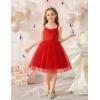 Arshiner Toddler Girls Tulle Dress Bowknot Tutu Birthday Princess Embroidery Dresses Formal Photoshoot Summer Outfit 2-8T(Red)