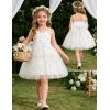 Arshiner Toddler Girls Tulle Dress Bowknot Tutu Birthday Princess Embroidery Dresses Formal Photoshoot Summer Outfit 2-8T(White Floral)